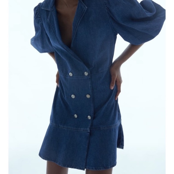 Zara double breasted denim dress - Picture 4 of 7